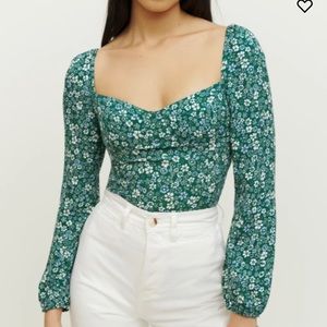 Reformation green floral top. NWT